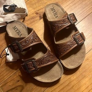 New Myra Leather Tooled Slip Shoes